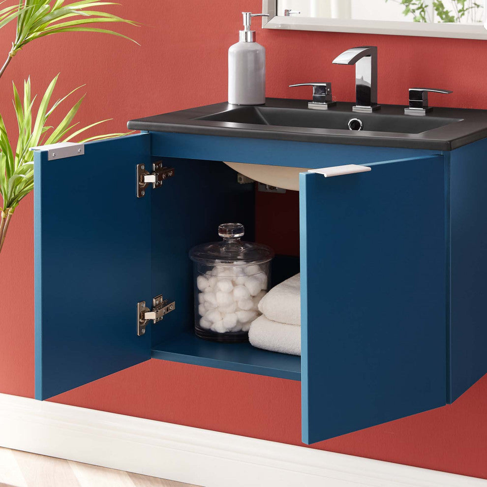 Maybelle 24" Wall-Mount Bathroom Vanity Navy Black -5370