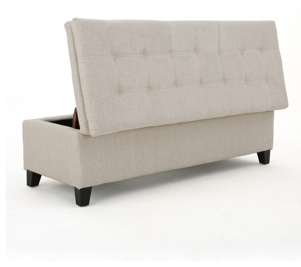GDF Studio Brighton Contemporary Tufted Linen Storage Ottoman Bench