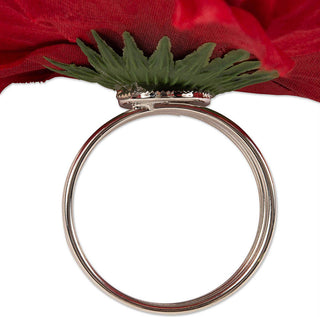 DII Peony Napkin Ring, Set of 4 Deep Red