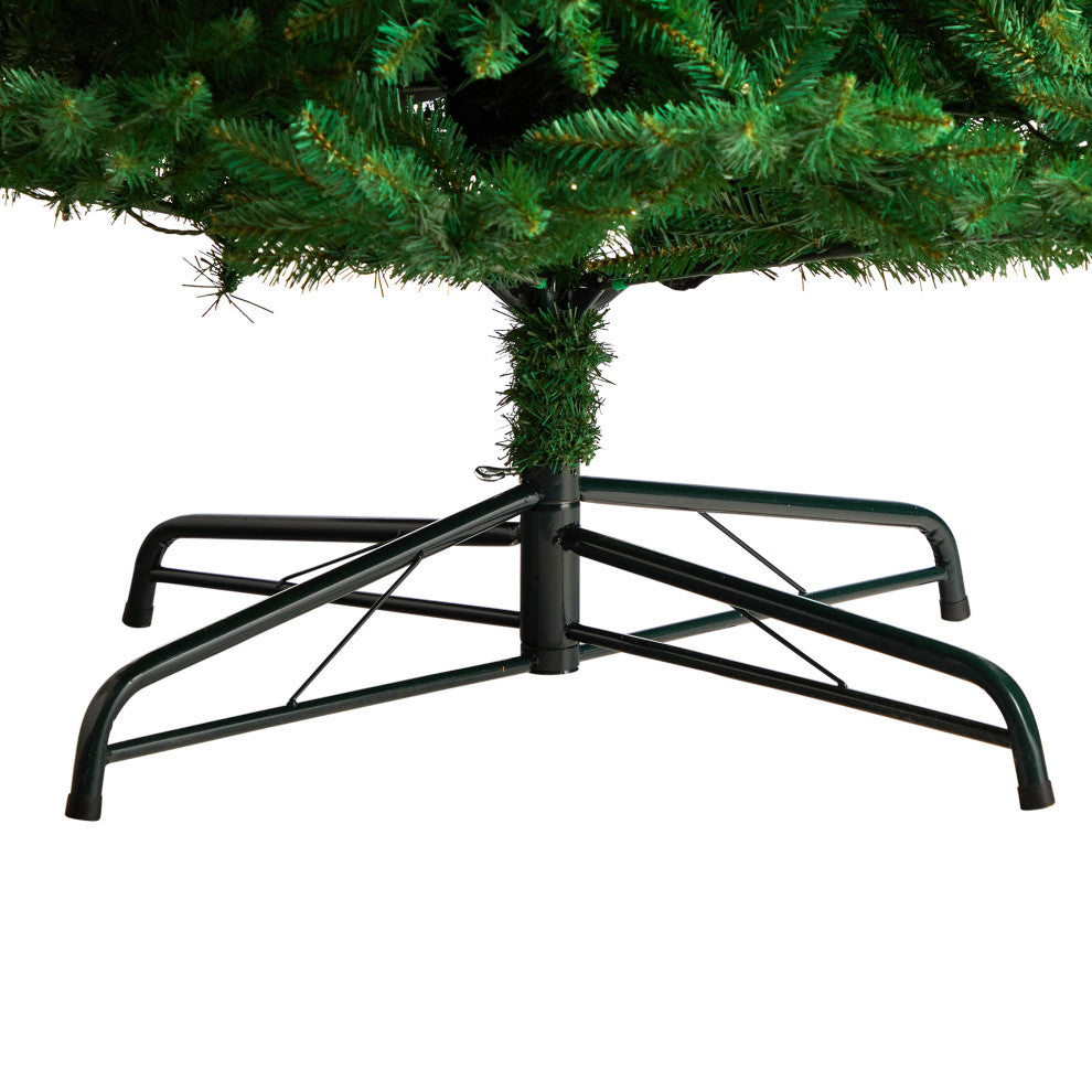 12' Slim Green Mountain Pine Christmas Tree, 1100 Clear LED Lights, 3235 Tips