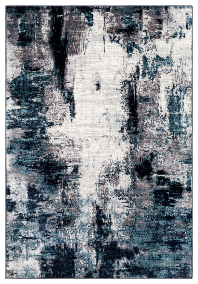 Surya Wanderlust WNL-2309 6'7"x9' Rug, Aqua/Navy/White/Silver Gray/Black