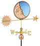 Stained Glass Moon Weathervane, Pure Copper
