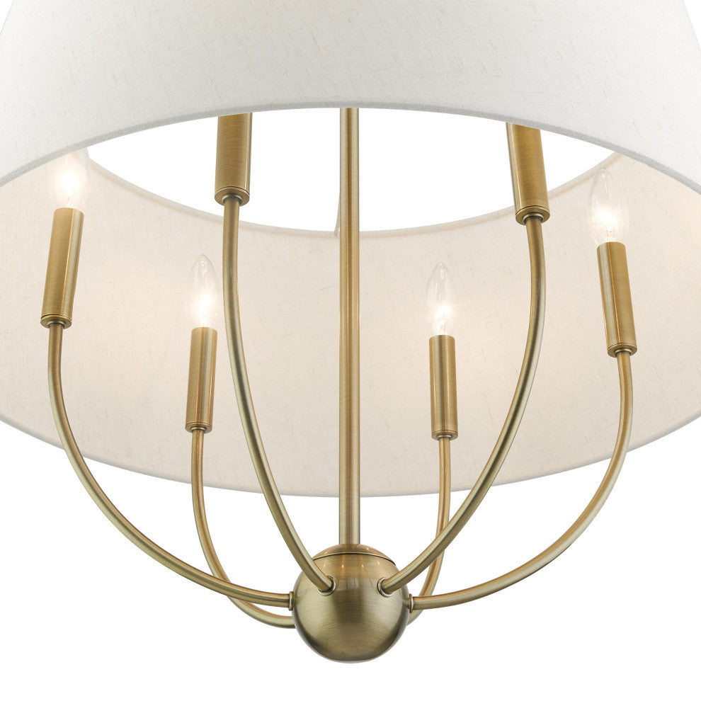 Antique Brass Transitional, English Country, Rustic, Casual Pendant Chandelier