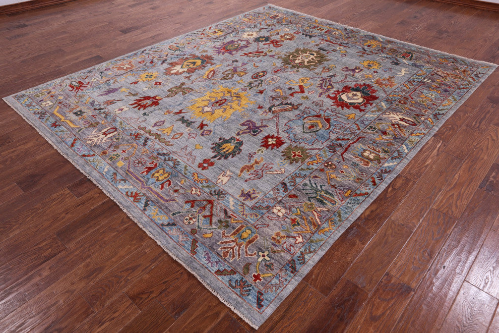 8' 2" X 9' 8" Hand-Knotted Turkish Oushak Wool Rug - Q12401