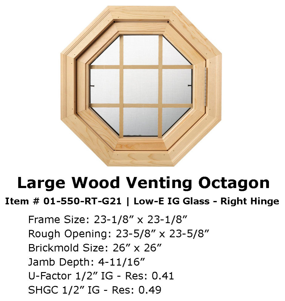 Large Cabin Breeze, 24"x24" Venting Window, Low-E IG, Right Hand