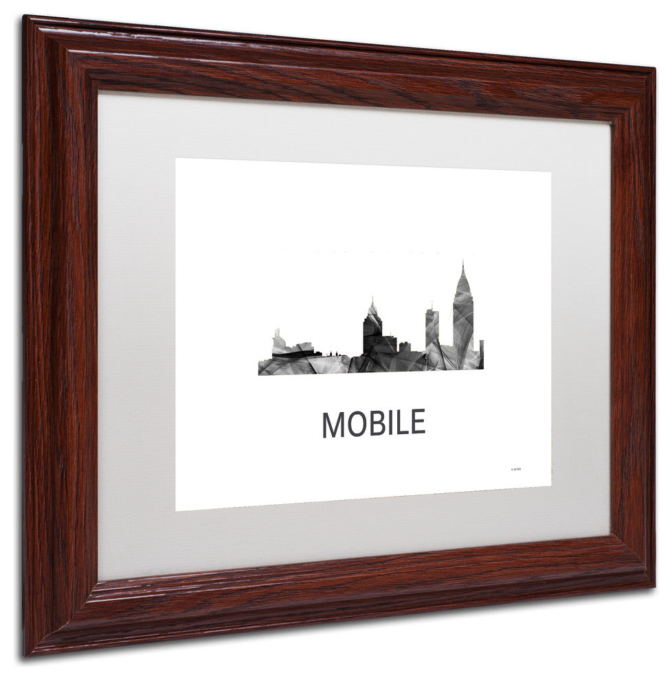 Marlene Watson 'Mobile Alabama Skyline' Matted Art, Wood Frame, White, 14x11