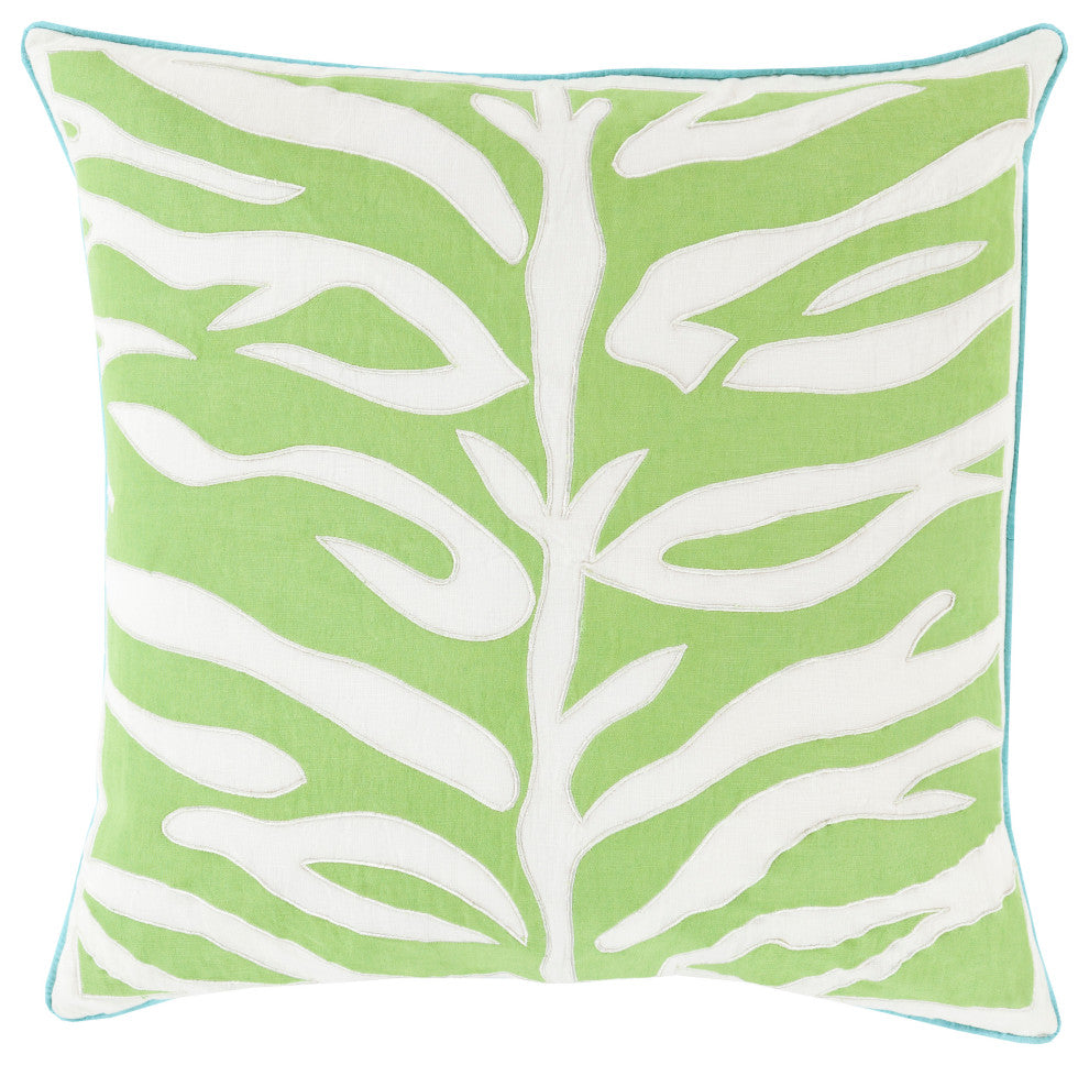 Surya Valentina VAL-003 20"x20" Pillow Kit, Aqua/Grass Green/Ivory