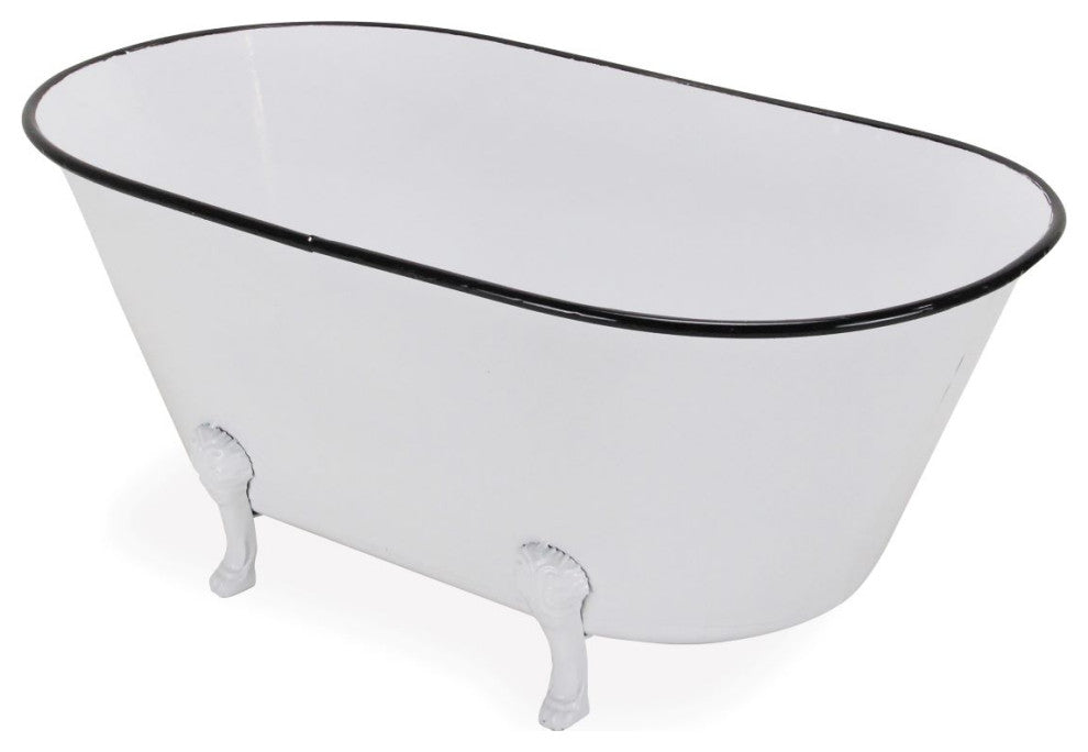 Lavande Metal Tub Decor - Large - White