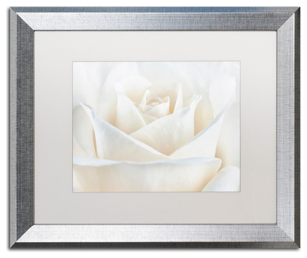 Cora Niele 'Pure White Rose' Matted Framed Art