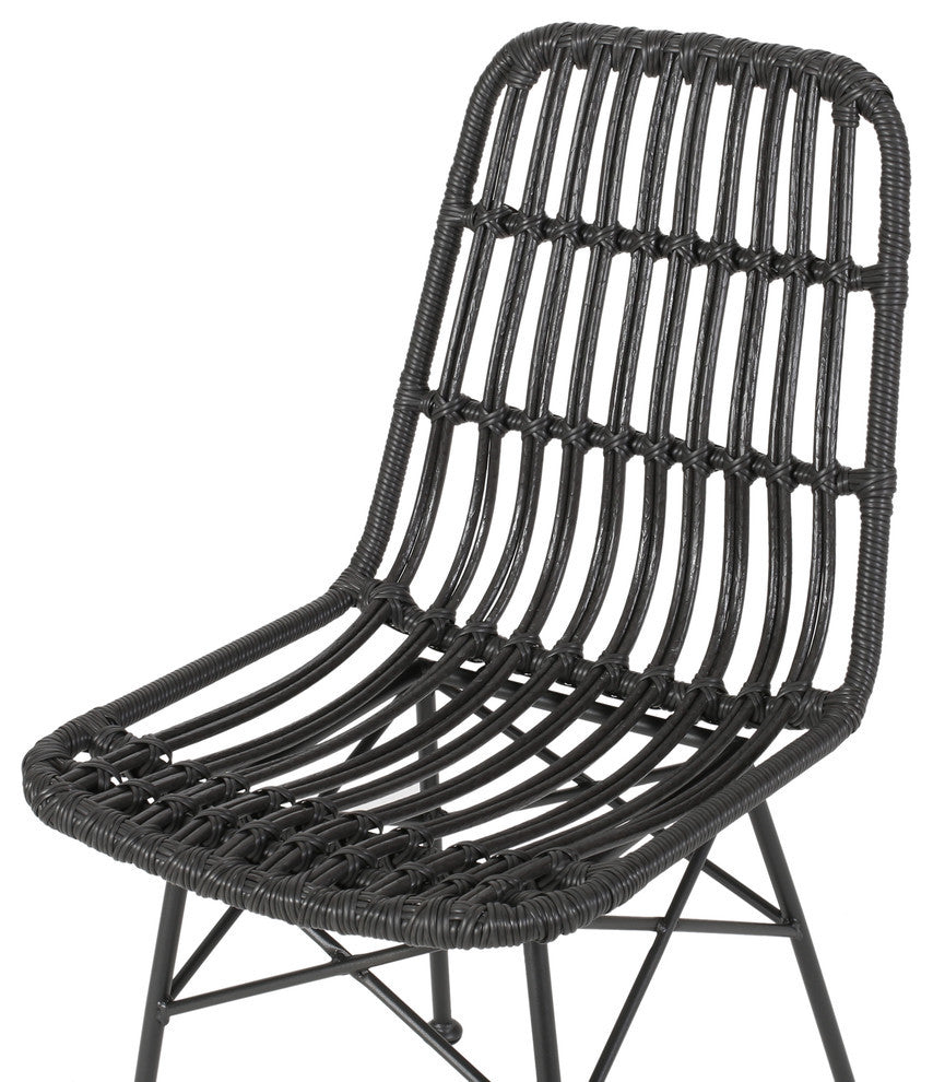 Silverdew Indoor Wicker Dining Chairs, Set of 2, Gray, Black