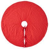 Concentric Nailhead Circles Christmas Tree Skirt in Red Linen - 60"