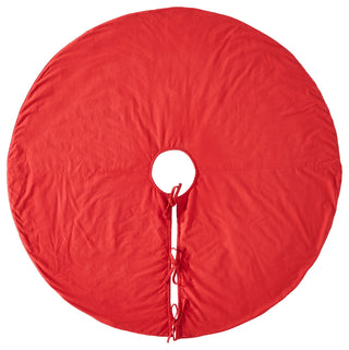 Concentric Nailhead Circles Christmas Tree Skirt in Red Linen - 60"