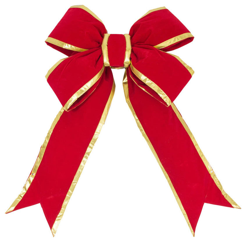 Vickerman L131448 48" Red-Gold Four Loop Velvet Indoor Christmas Bow