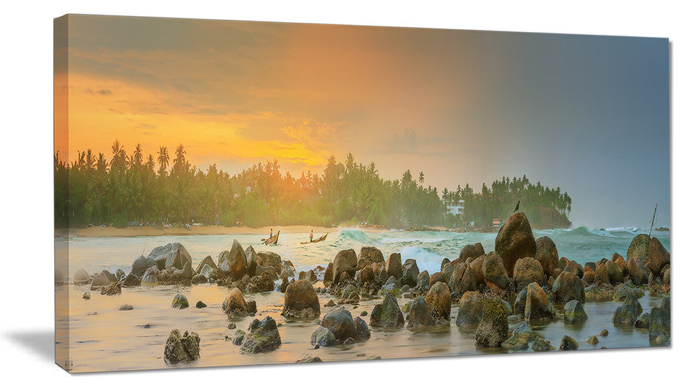 Untouched Tropical Beach Panorama, Landscape Canvas Art Print, 40x20