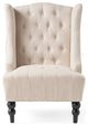 GDF Studio Clarice Tall Wingback Tufted Fabric Accent Chair, Light Beige