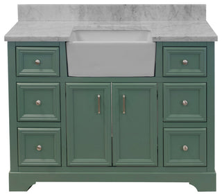 Zelda 48" Bathroom Vanity, Sage Green, Carrara Marble