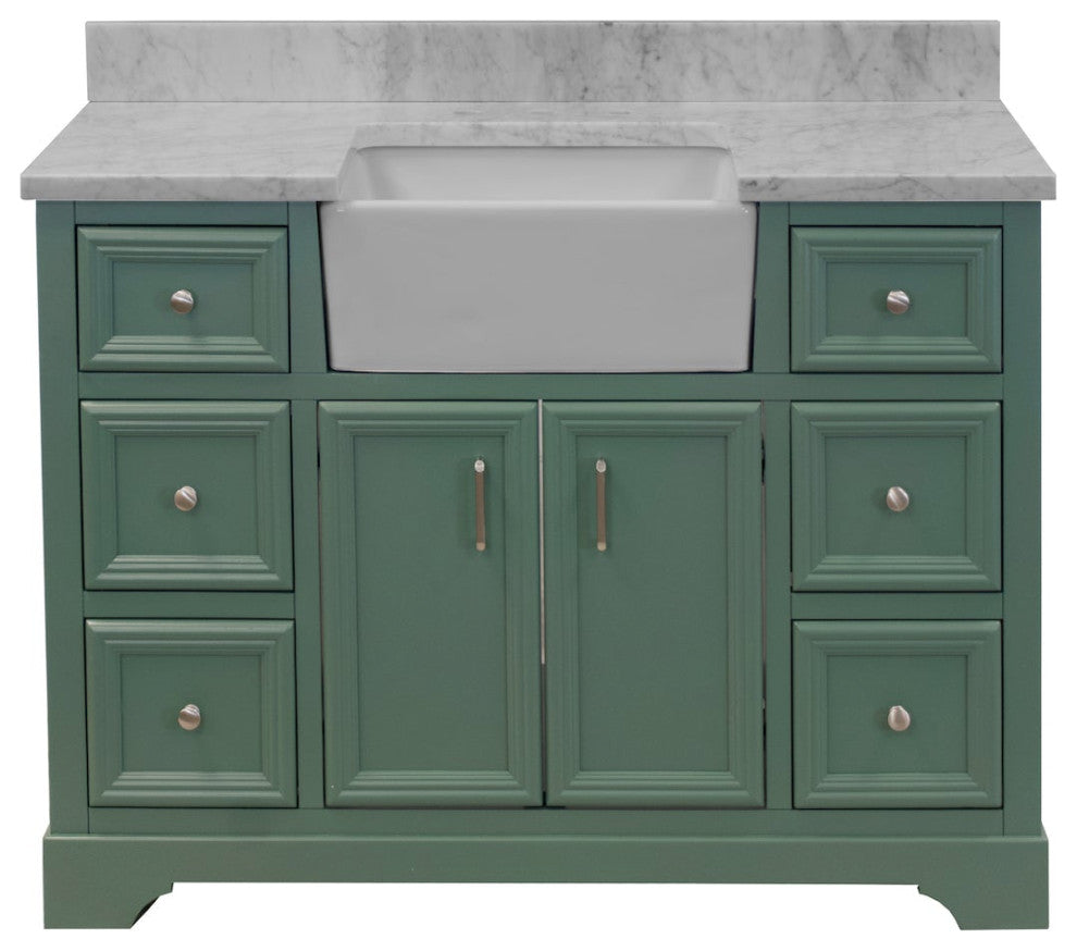Zelda 48" Bathroom Vanity, Sage Green, Carrara Marble