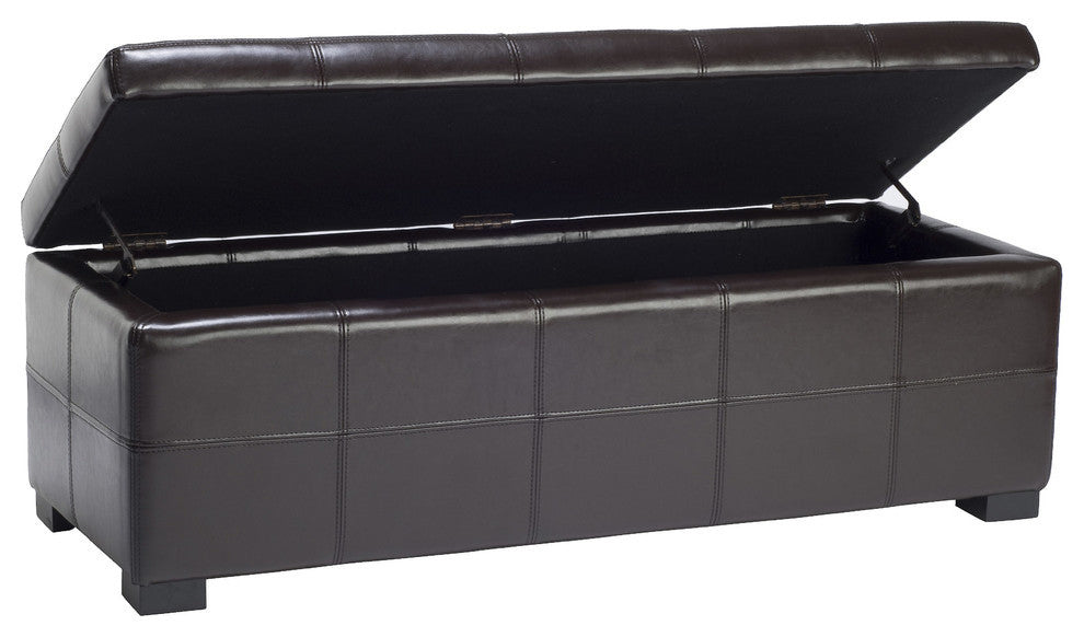 Safavieh Maiden Tufted Storage Bench, Large, Brown Leather