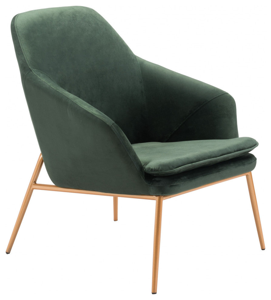 Forest Green Velvet and Gold Chair