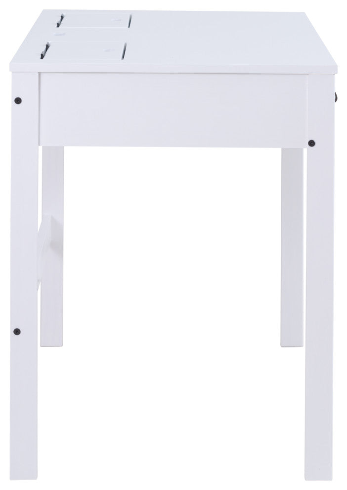 Memomad Bali Home Office Solid Wood Desk with Drawers (Off-White)