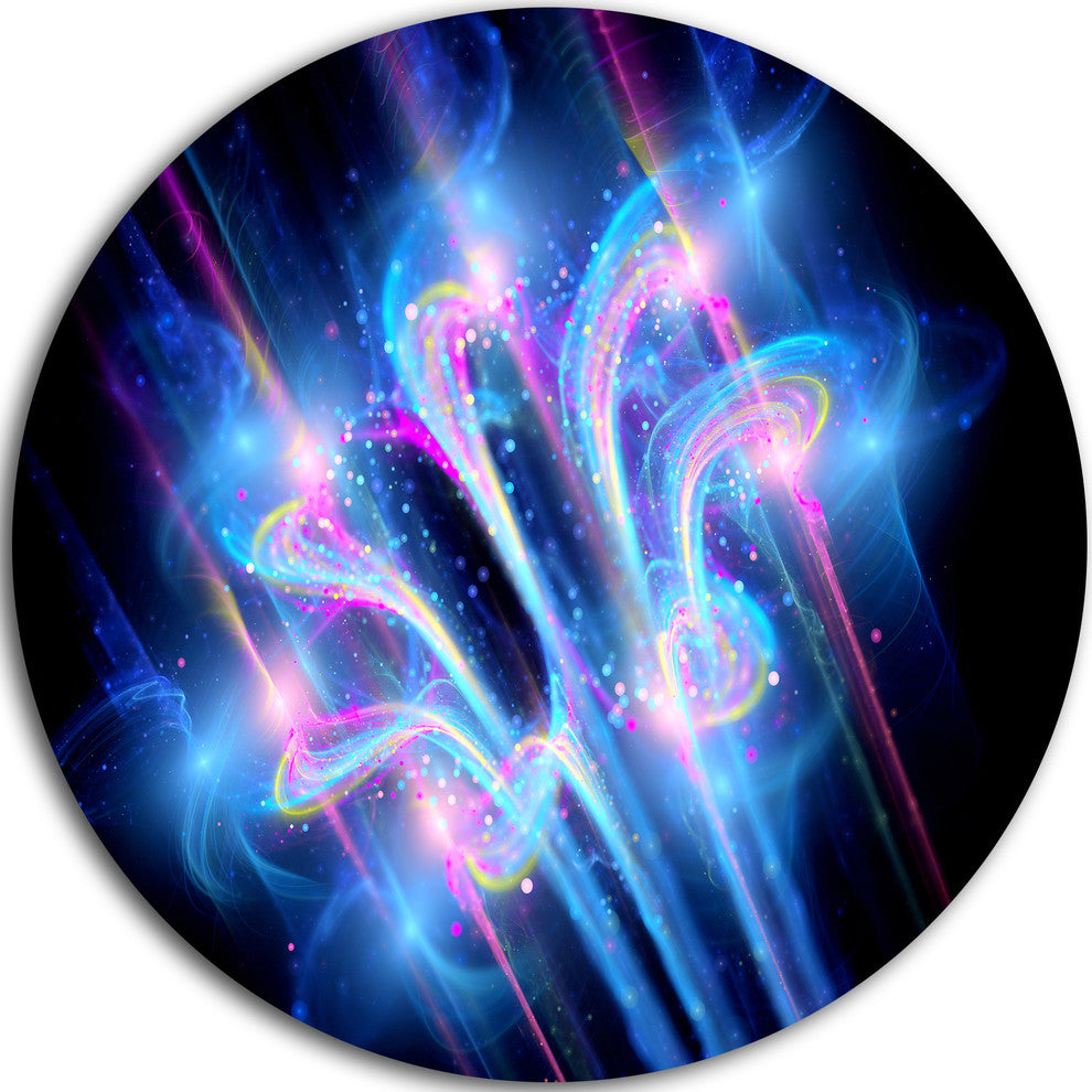 Blue Fractal Flower In Space, Floral Large Disc Metal Wall Art, 11"