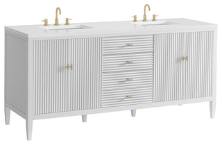 Myrrin 72" Double Vanity, Bright White, 3 CM White Zeus Top