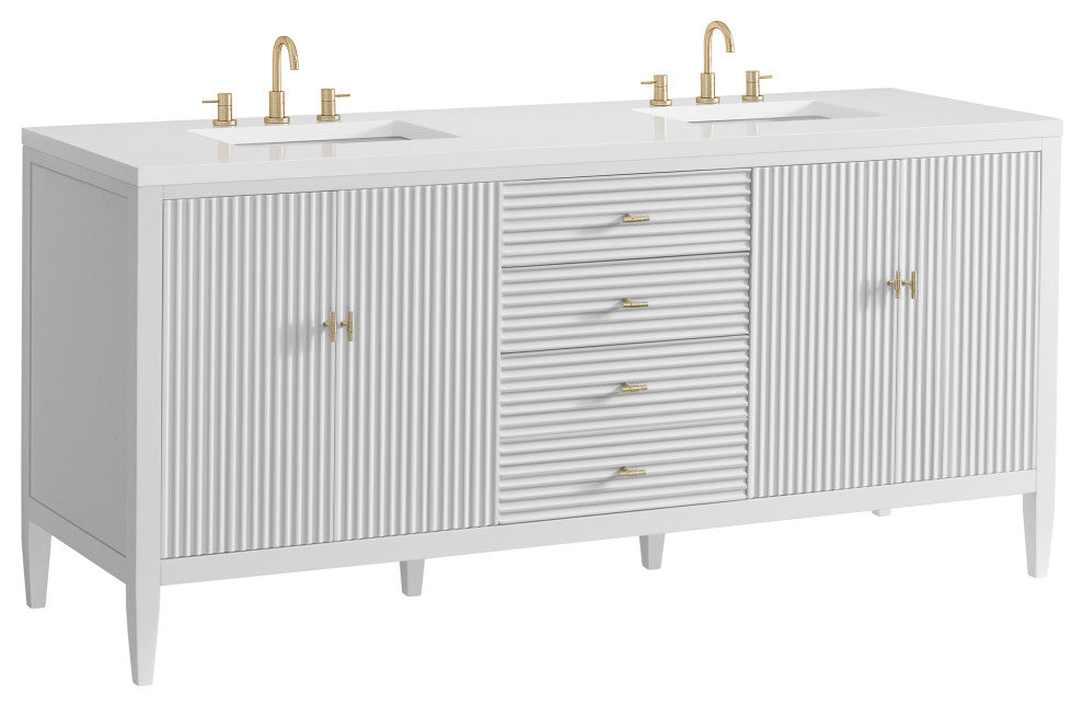 Myrrin 72" Double Vanity, Bright White, 3 CM White Zeus Top