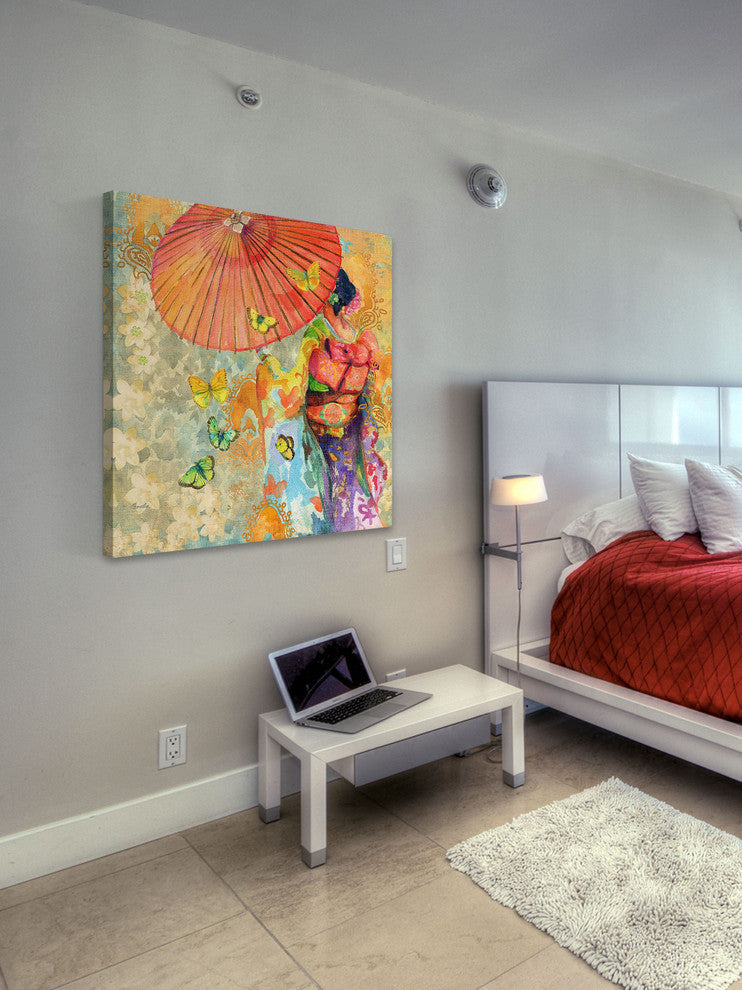 "Umbrella Butterflies" Painting Print on Canvas by Evelia