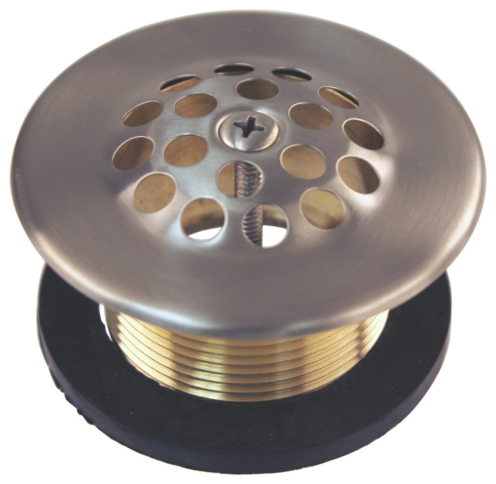 1-1/2" Bath Drain With Grid and Screw, Satin Nickel