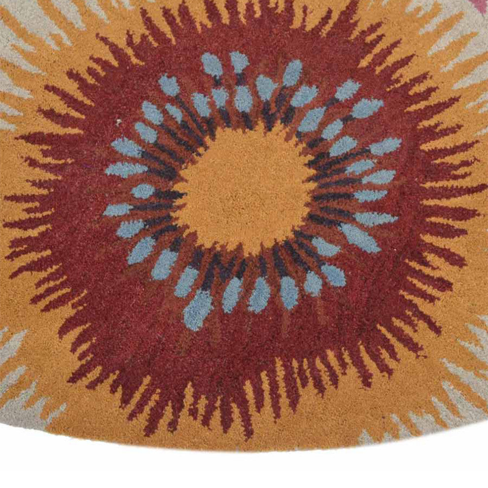 HAND TUFTED WOOL ECO-FRIENDLY AREA RUGS- Round,Cream,Floral