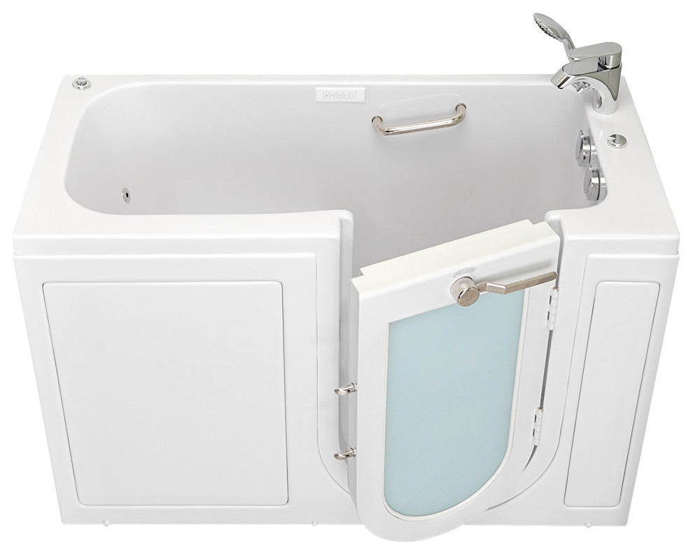 Ella Lounger 27"x60" Acrylic Massage Walk-In Bathtub, Outward Swing Door, Faucet