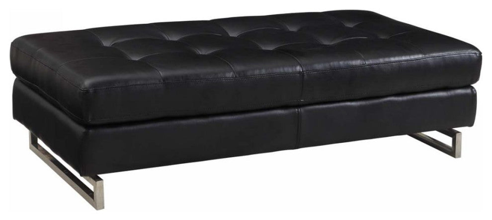 HomeRoots 63" X 32" X 19" Black Ottoman