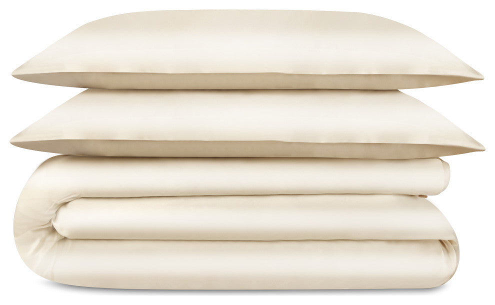 Delara 100% Eucalyptus Lyocell Tencel Duvet Cover Set, Fog, Queen, 88"x92"