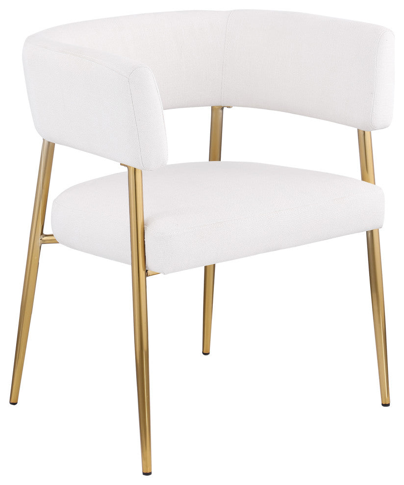 Creston Durable Linen Textured Fabric Upholstered Dining Chair, Cream