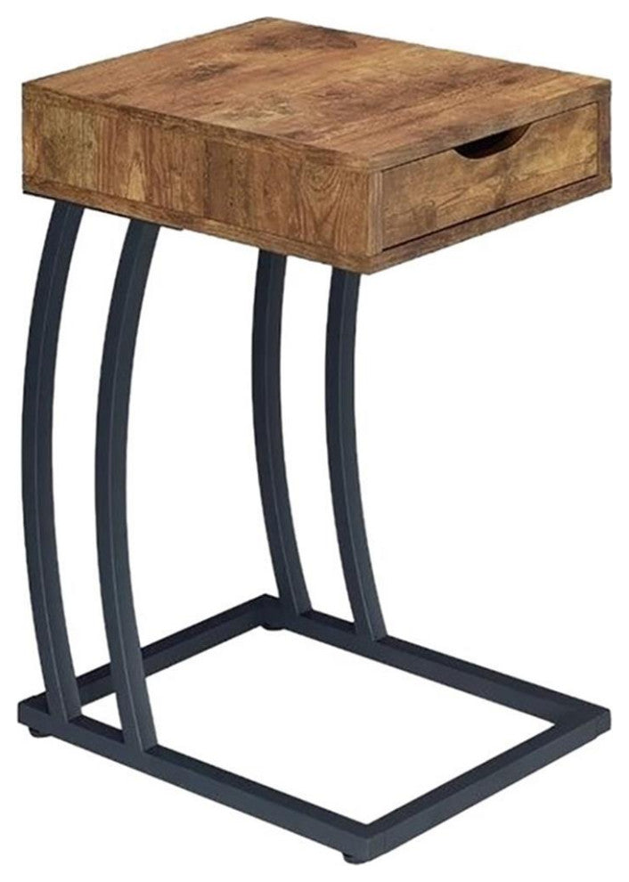 Coaster Contemporary Wood Accent Table with Power Outlet in Nutmeg