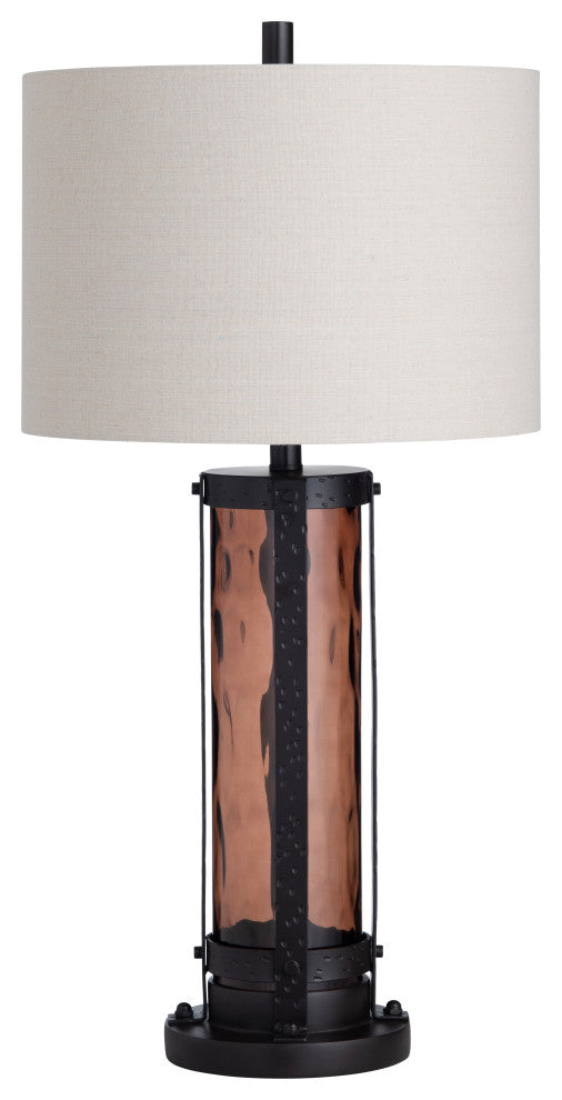 32.5"H Amber Glass Table Lamps With White Drum Shade, Set of 2