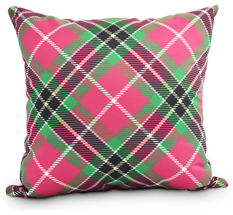 Mad for Plaid 16" Red Holiday Print Decorative Throw Pillow