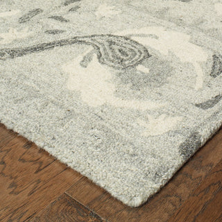 Cecilia Hand-tufted Wool Bordered Medallion Ash/Ivory Area Rug, 5'x8'