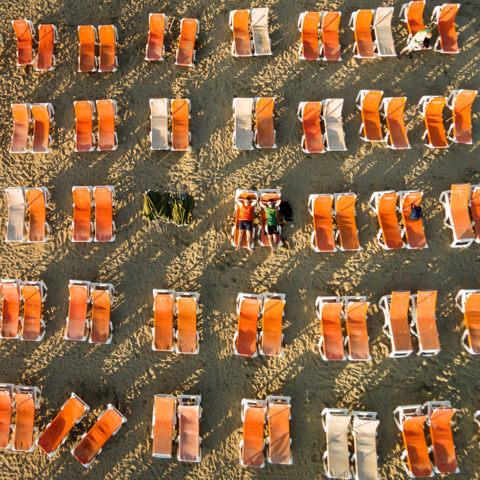 "Orange Beach Chairs" Print on Canvas by Karolis Janulis