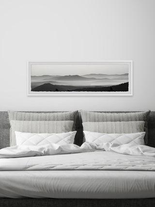 "Foggy Mountains" Framed Painting Print, 30x10