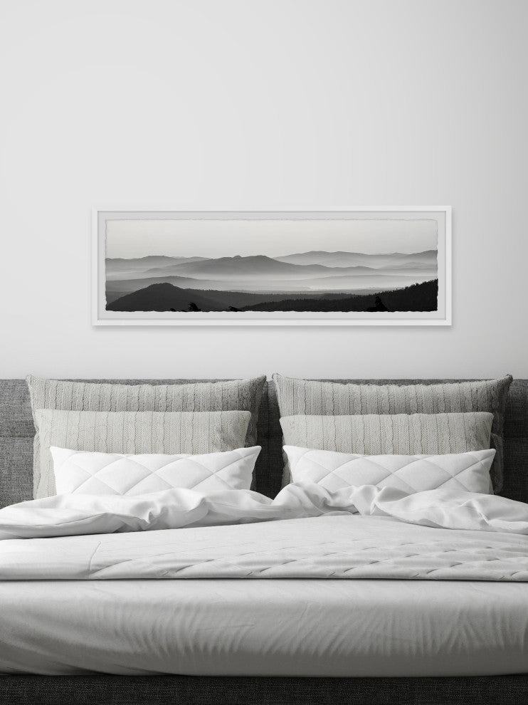 "Foggy Mountains" Framed Painting Print, 30x10