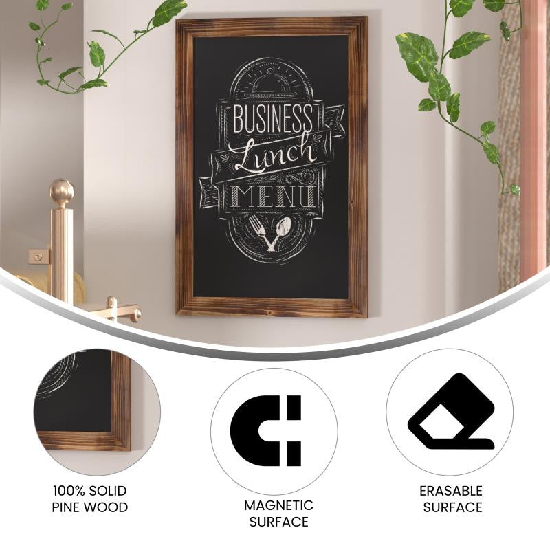 Canterbury Wall Mount Magnetic Chalkboard Sign Set-20" x 30", Torched Brown, 20" X 30"