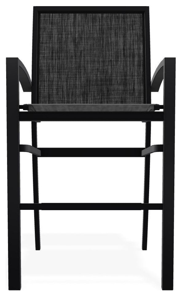 Kendall Sling Bar Height Stackable Outdoor Stool, Augustine Shadow/Black