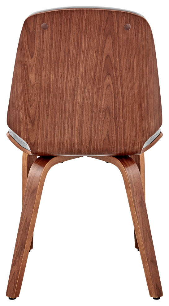 Brinley Gray Faux Leather and Walnut Wood Dining Room Accent Chair