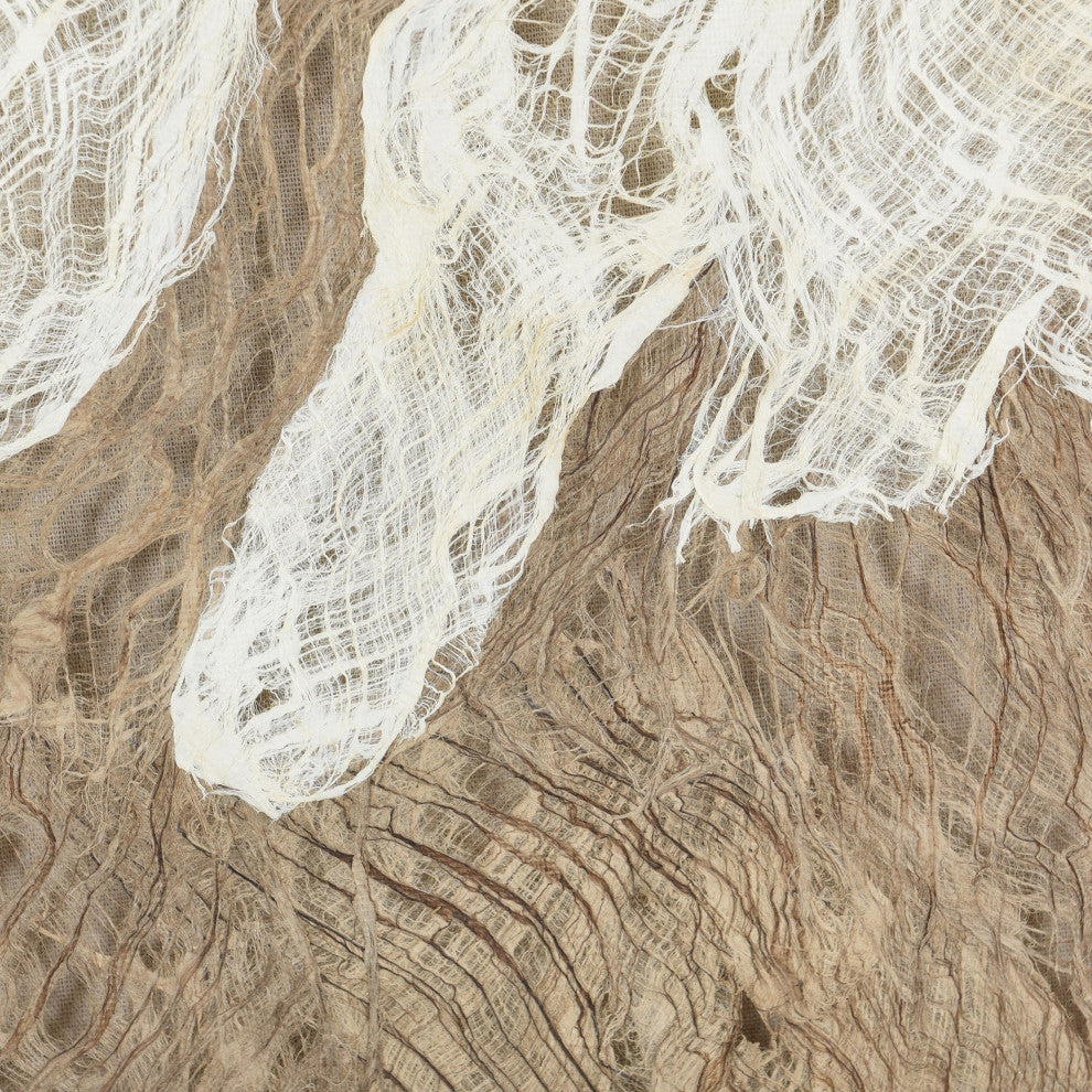 Swept Away Shadow Box II Abstract Woven Rice Paper Wall Art Brown Frame