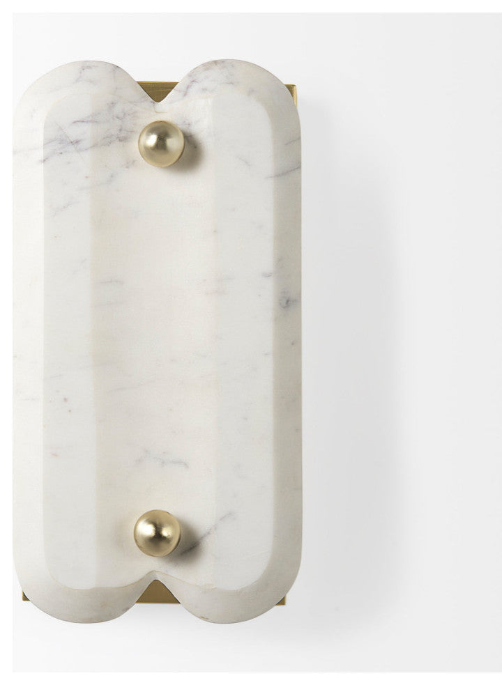 Stein 5Lx6W Gold With White Marble Shade Wall Sconce