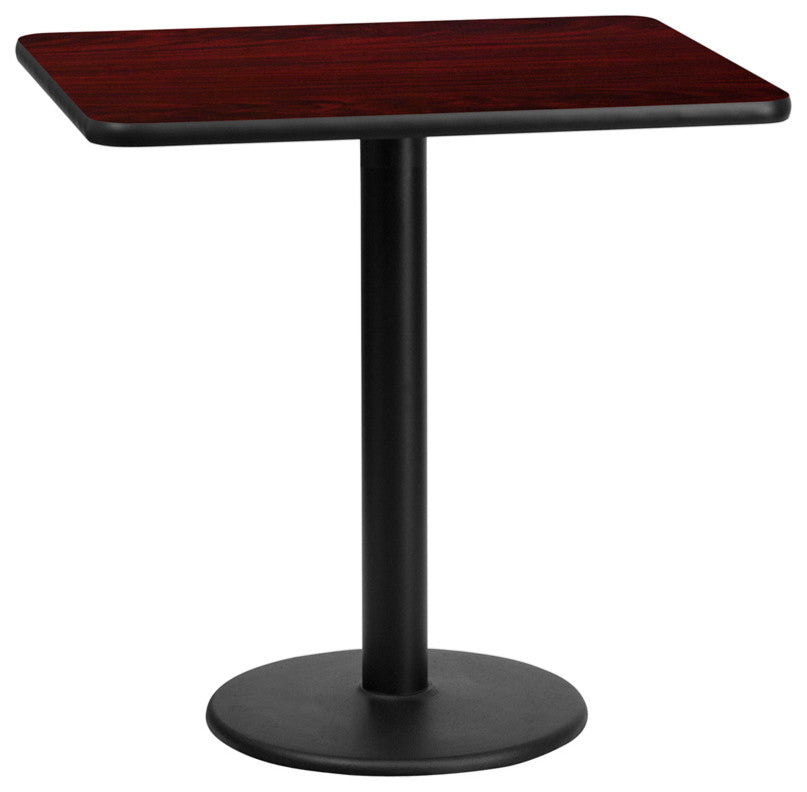 Dyersburg 24"x30" Rectangular Mahogany Laminate Table Top With 30" Round Base