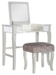 Elegant Vanity Set, Curvy Front Legs, Flip Up Mirror & Mirrored Accents, Silver