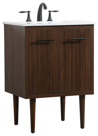 Home Living 19" Midcentury Modern Walnut-Light Bathroom Vanity