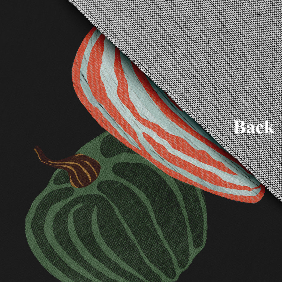 Pumpkin Spice Fall Design Chenille Area Rug, Black, 5' Round